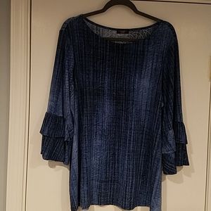 Blue tie dye blouse with beautiful sewn design wit